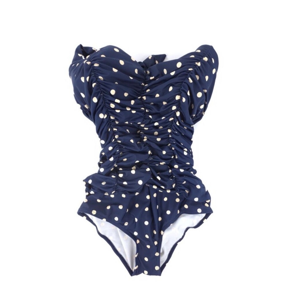 UNIQUE VINTAGE One Piece Swimsuit Ruched Halter Retro Pin Up Girl 50s Rockabilly